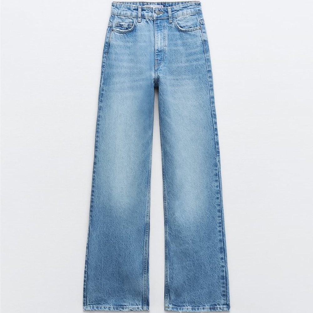 Zara HIGH-WAISTED FULL LENGTH Z1975 STRAIGHT LEG JEANS